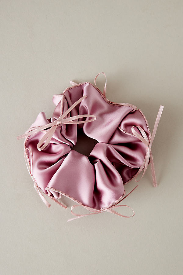 Anthropologie By  Large Silk Bow Hair Scrunchie In Pink