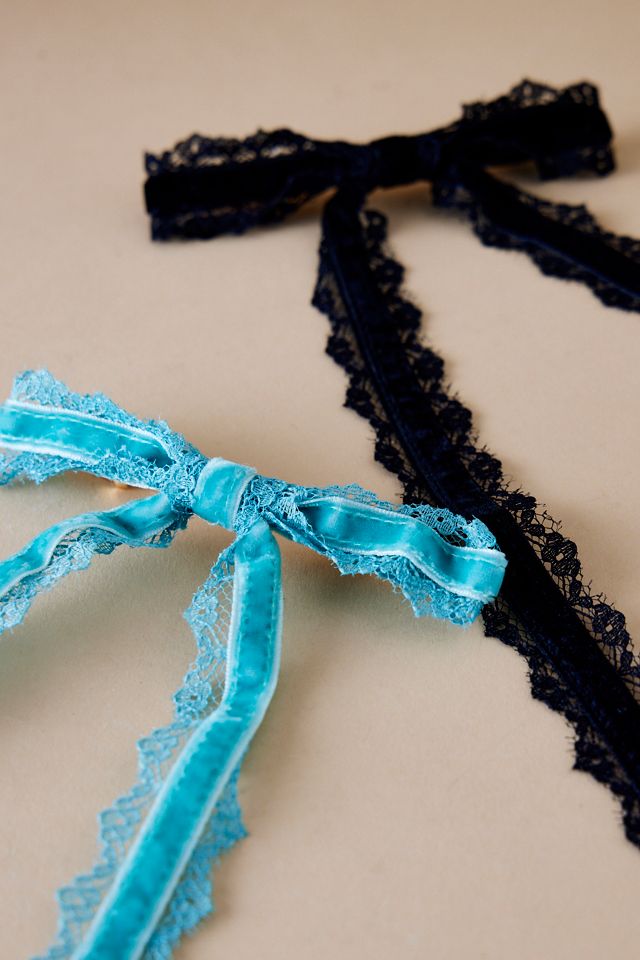 Samt-Haarbänder mit Spitzenbesatz, 2er-Set #1