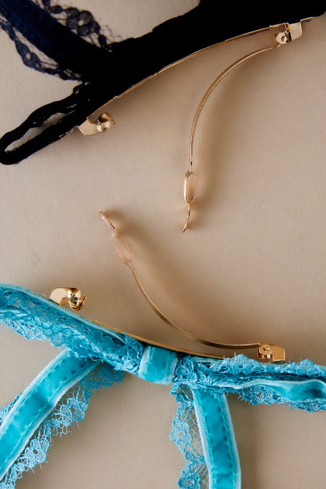 Samt-Haarbänder mit Spitzenbesatz, 2er-Set #2