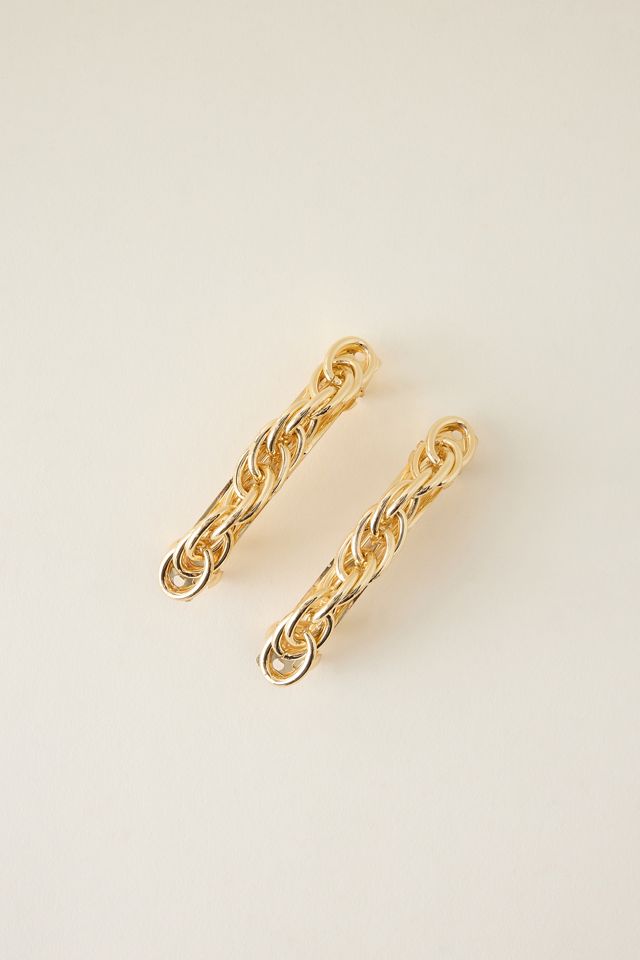 Gold Metal Chain Barrette Hair Clips, Set of 2 #1