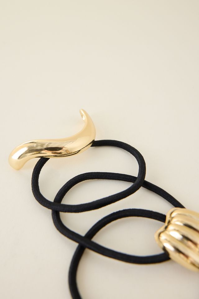 Gold Textured Metal Pony Cuff Hair Ties, Set of 3 #3