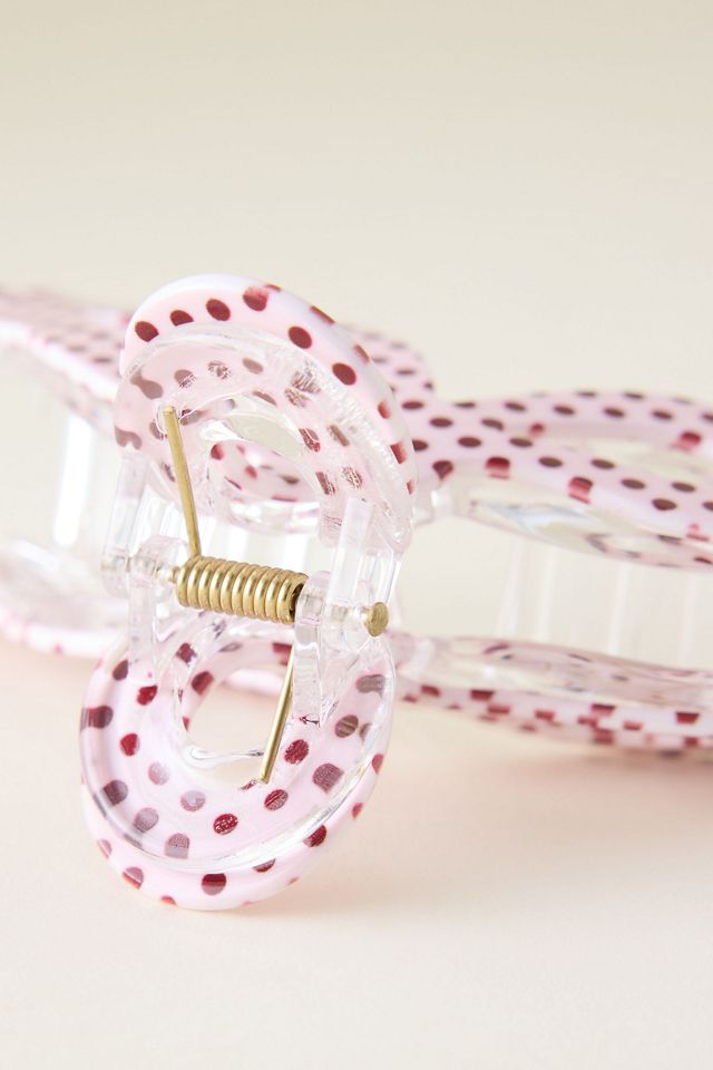 Braune Haarklammer mit Punkten aus Harz #1