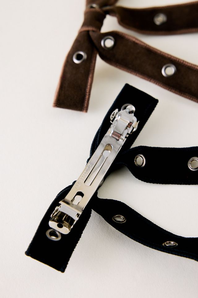 Barrettes en Suédine Cloutées, Lot de 2 #1