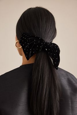 Fiocco per Capelli in Velluto con Borchie