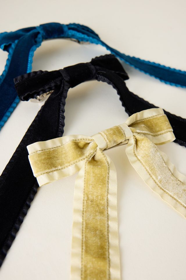 Barrettes en velours avec nœud, lot de 3 #1