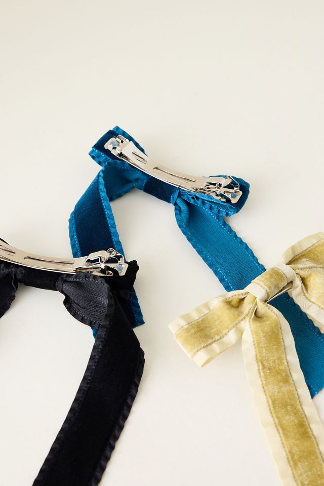Barrettes en velours avec nœud, lot de 3 #2