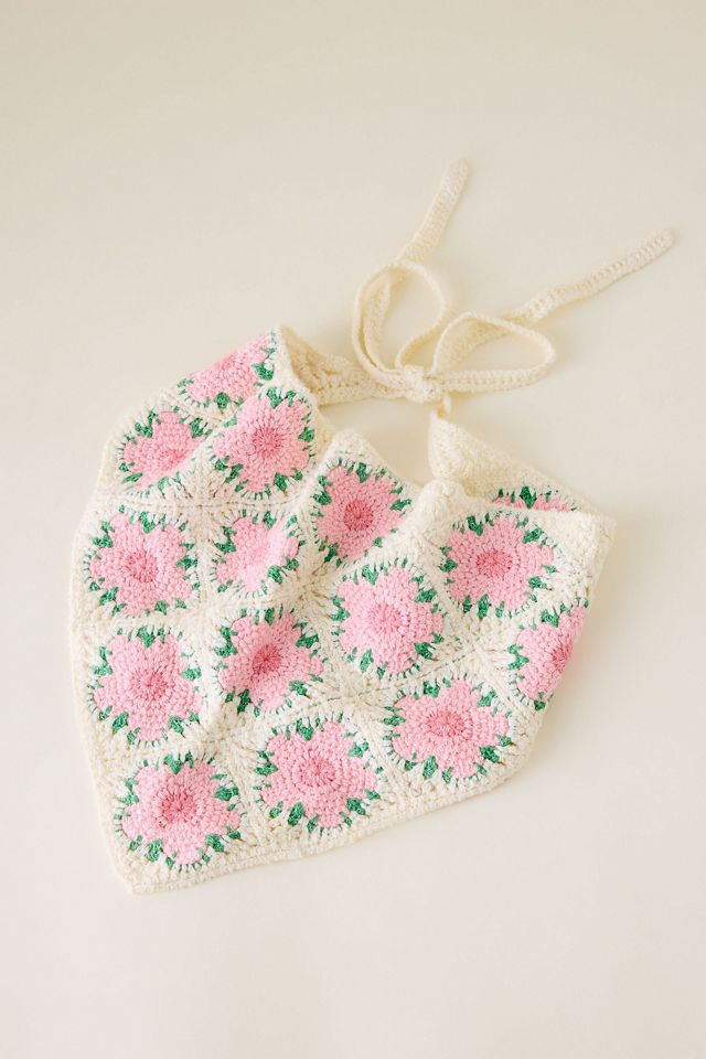 Pañuelo Floral de Crochet para la Cabeza #1