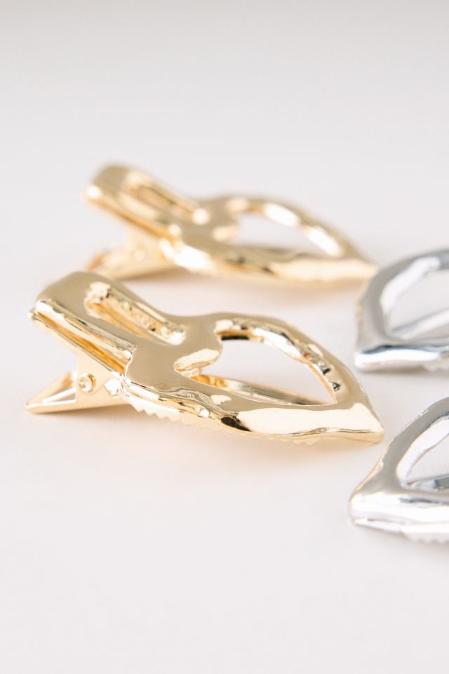 Mixed Metal Heart Clips, Set of Four | Anthropologie UK