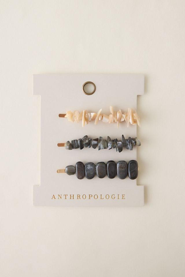 Stone Hair Clips, Set of 3 #1