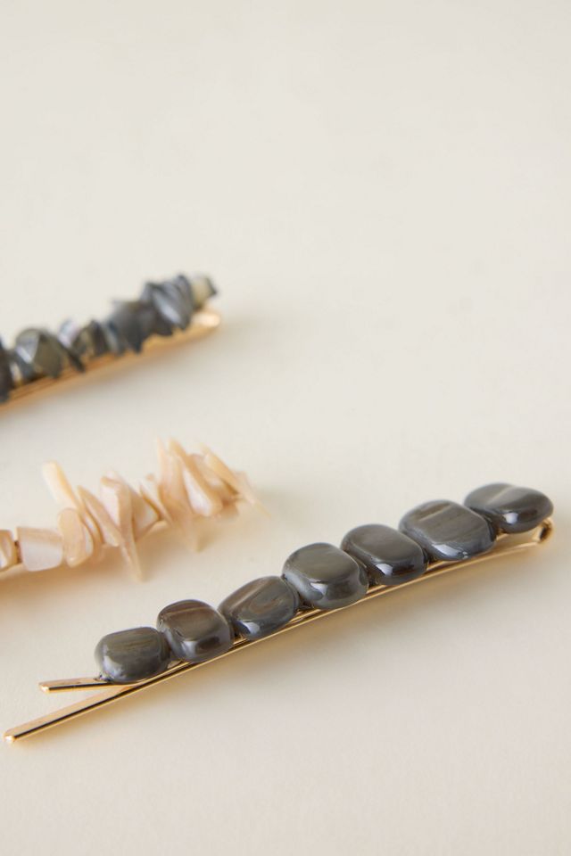 Stone Hair Clips, Set of 3 #2