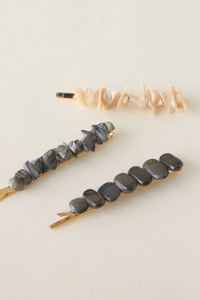 Stone Hair Clips, Set of 3 #3