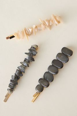 Stone Hair Clips, Set of 3