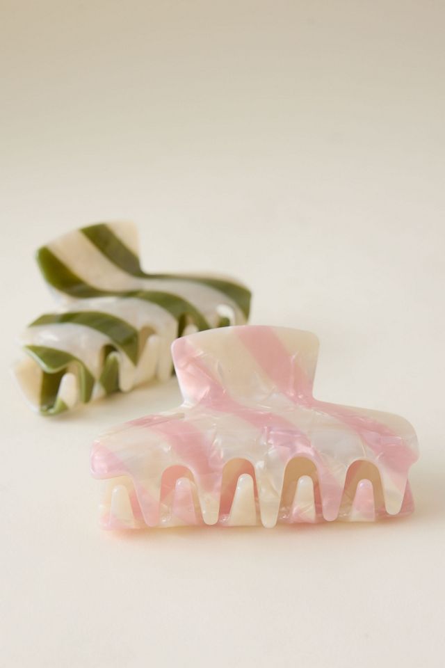 Stripe Resin Hair Claw Clips, Set of 2 #1
