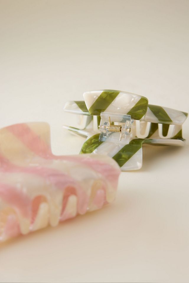 Stripe Resin Hair Claw Clips, Set of 2 #2