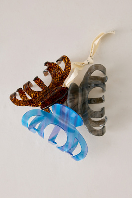 Anthropologie Women's Multicolor Assorted Resin Claw Clips, Set Of 3