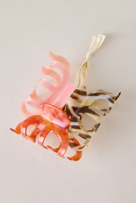 Anthropologie Women's Multicolor Assorted Resin Claw Clips, Set Of 3