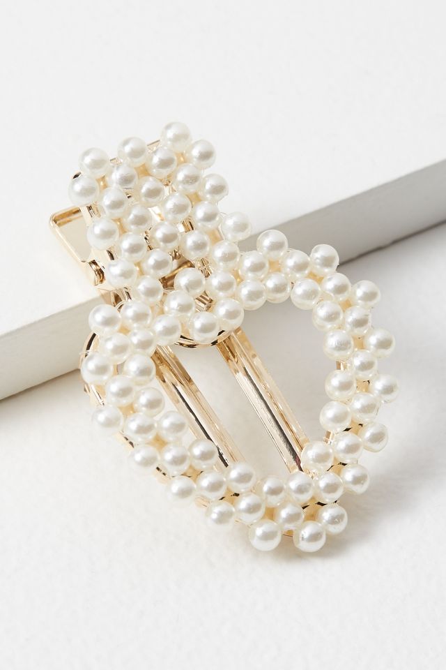 Faux Pearl-Embellished Hair Clip