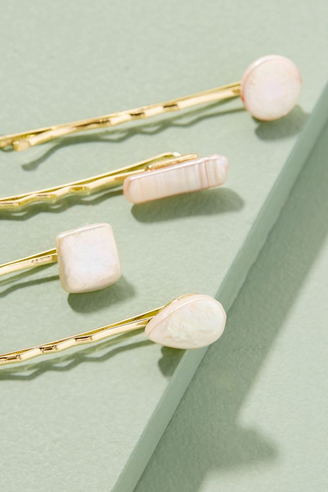 Freshwater Pearl-Embellished Hair Pin Set #1
