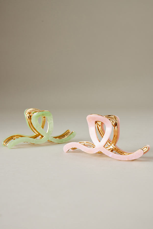 Resin Ribbon Hair Claw Clips, Set of 2