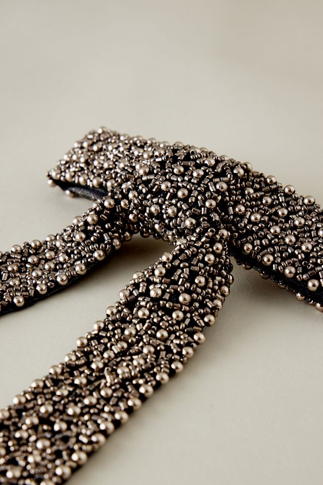 Pearl-Embellished Bow Barrette Hair Clip #1
