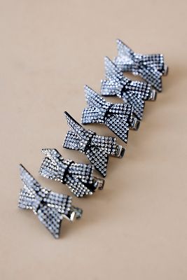 ANTHROPOLOGIE SPARKLY MINI HAIR BOW CLIPS, SET OF 6 