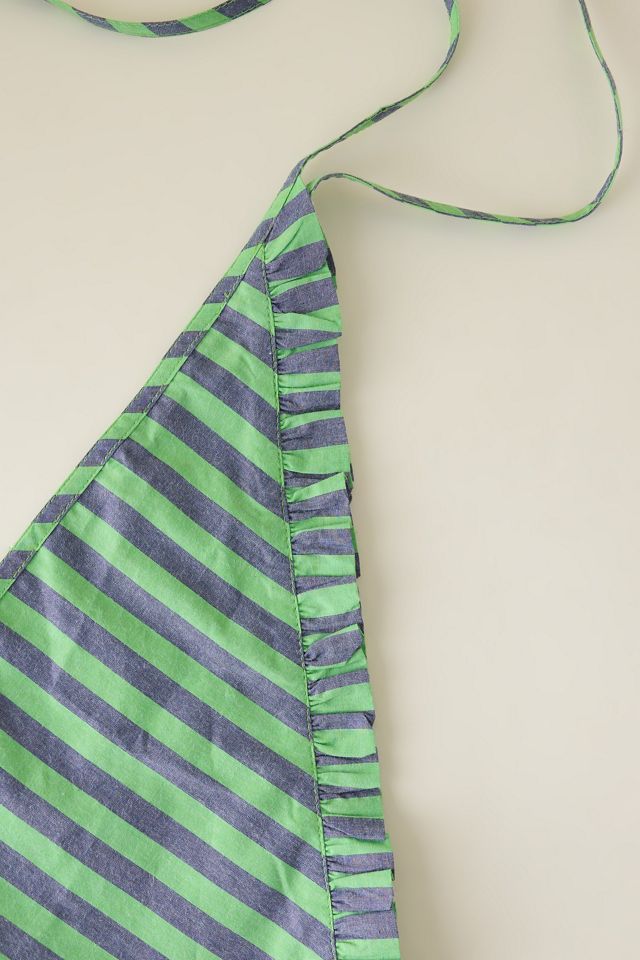 Pañuelo para la Cabeza de Rayas Lima y Azul Marino Damson Madder #1