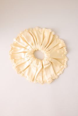 Damson Madder Button Detail Satin Scrunchie