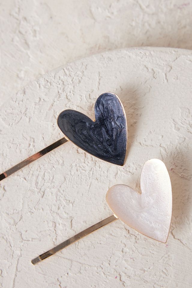 Set of 2 Heart Hair Clips Anthropologie UK