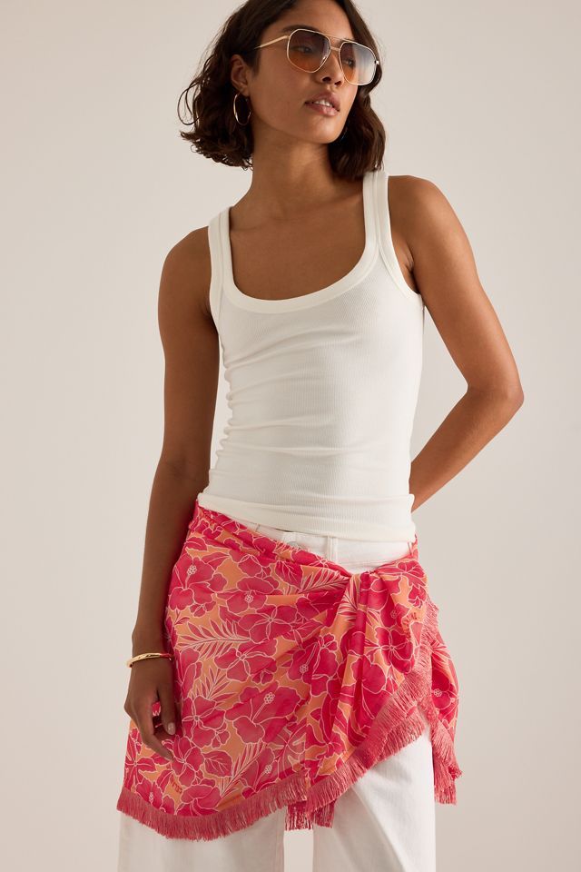 Celandine Fringed Pattern Mini Sarong #1