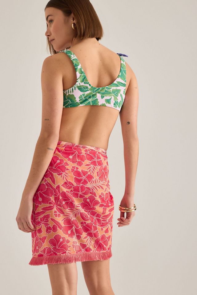 Celandine Fringed Pattern Mini Sarong #3