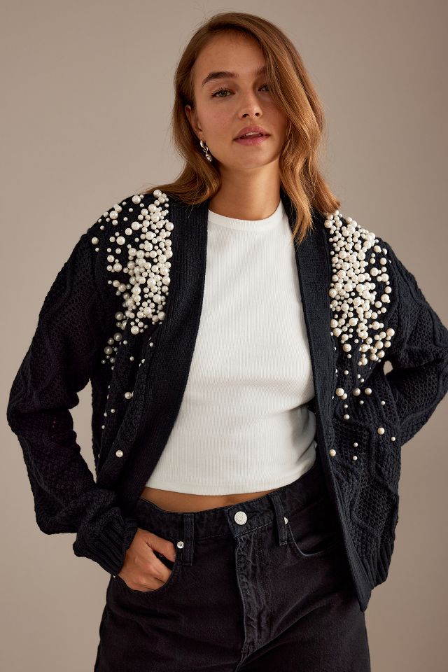 NWT Anthropologie newest Pearl Embellished Cardigan Sweater