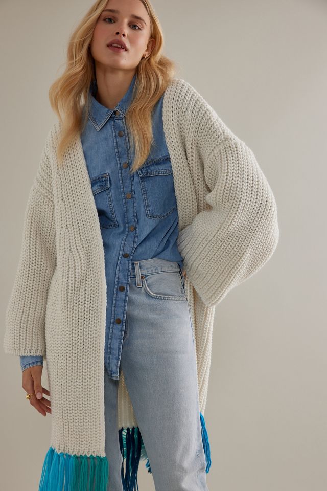 By Anthropologie Multicolour Fringe Duster Kimono Cardigan #1