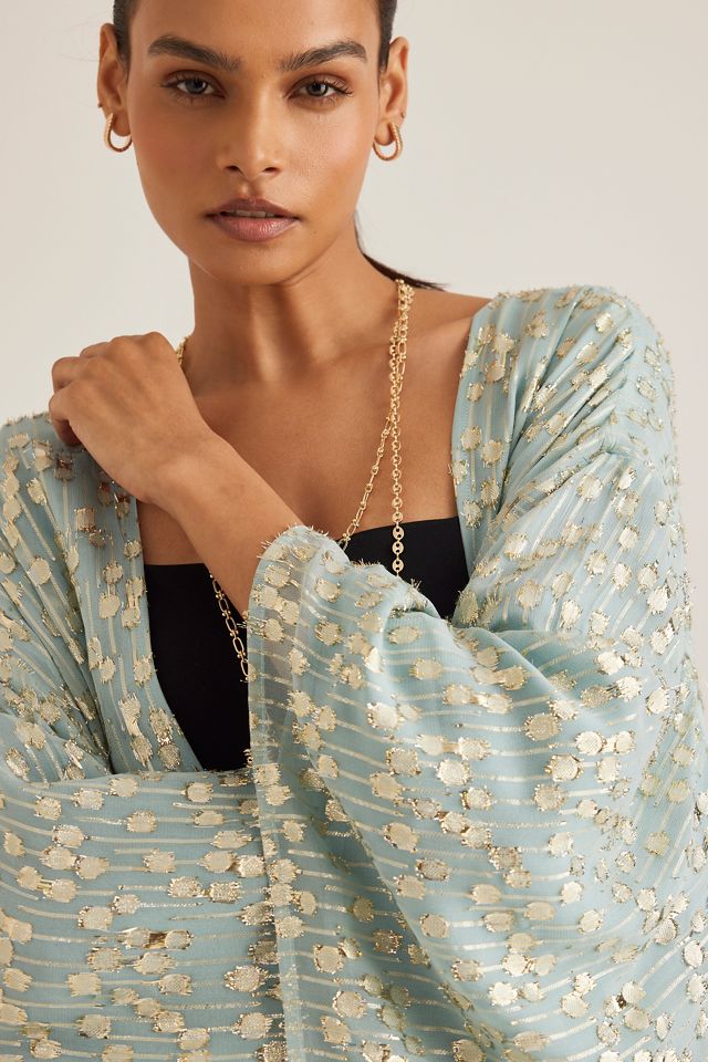 Kimono con Flecos de Jacquard de Lunares Dorados Elizabeth Gillett #4