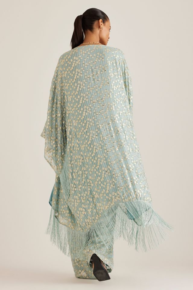 Kimono con Flecos de Jacquard de Lunares Dorados Elizabeth Gillett #1