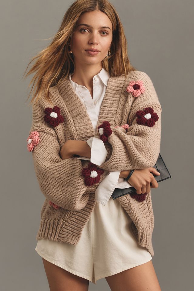 3d Flower Cardigan: Pink