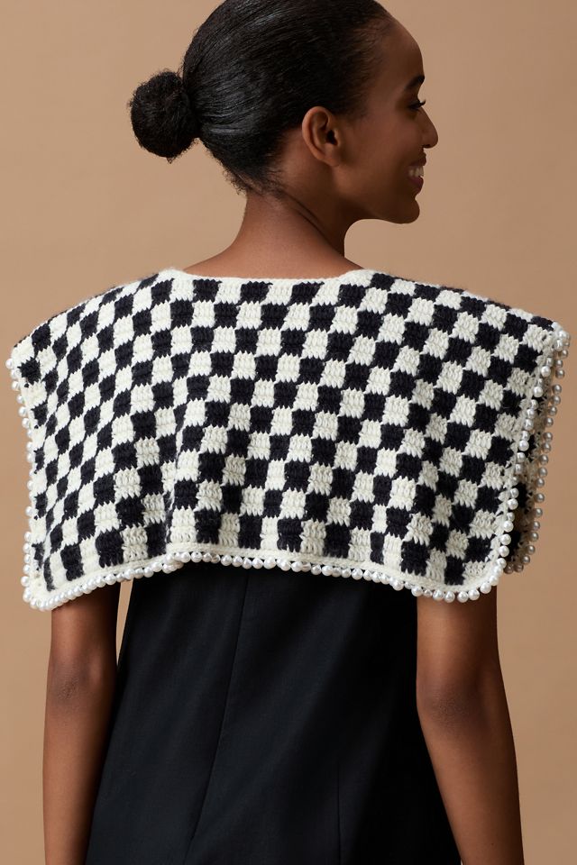 Col en maille à carreaux orné de perles By Anthropologie #1