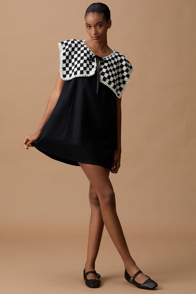 Col en maille à carreaux orné de perles By Anthropologie #3