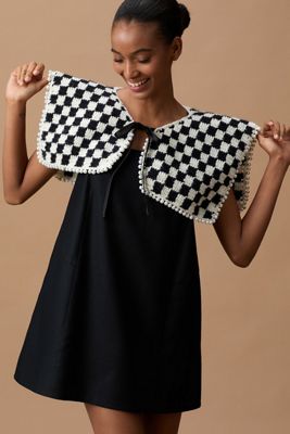 Col en maille à carreaux orné de perles By Anthropologie