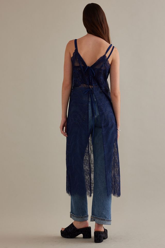 Midi-Unterkleid mit Spitze, Bogenkante und Rückenbindung #3