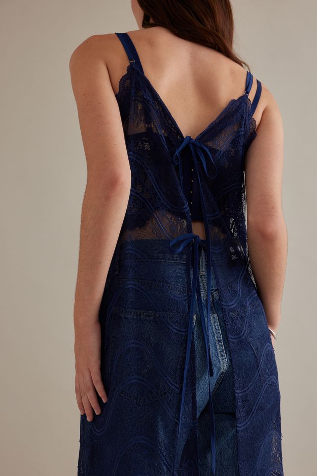 Midi-Unterkleid mit Spitze, Bogenkante und Rückenbindung #4