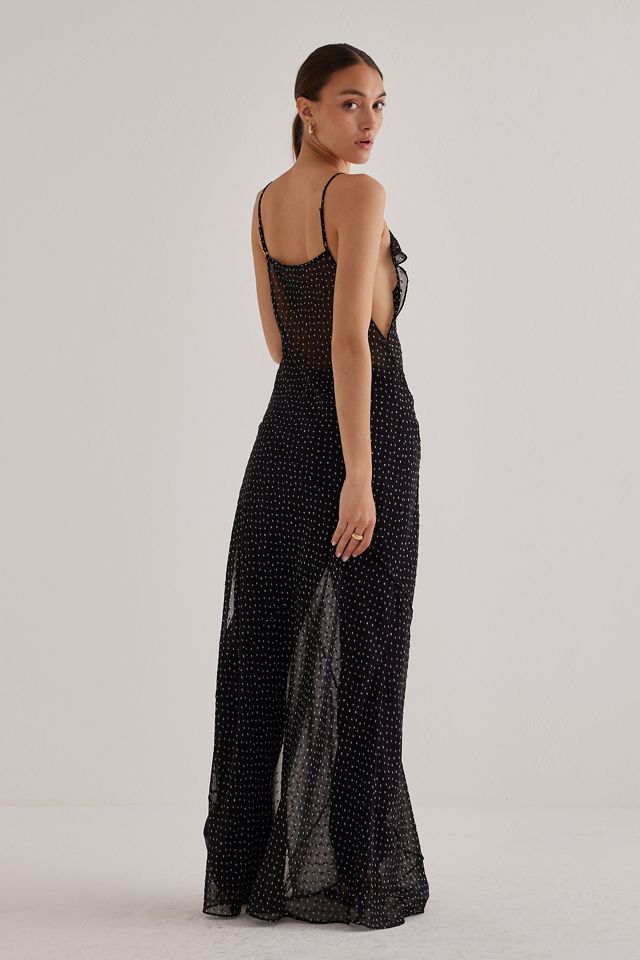 Sheer Polka Dot Ruffle Layer Maxi Slip Dress #2