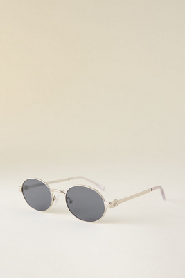 Le Specs Women's Silver Poseidon Deux Oval Sunglasses