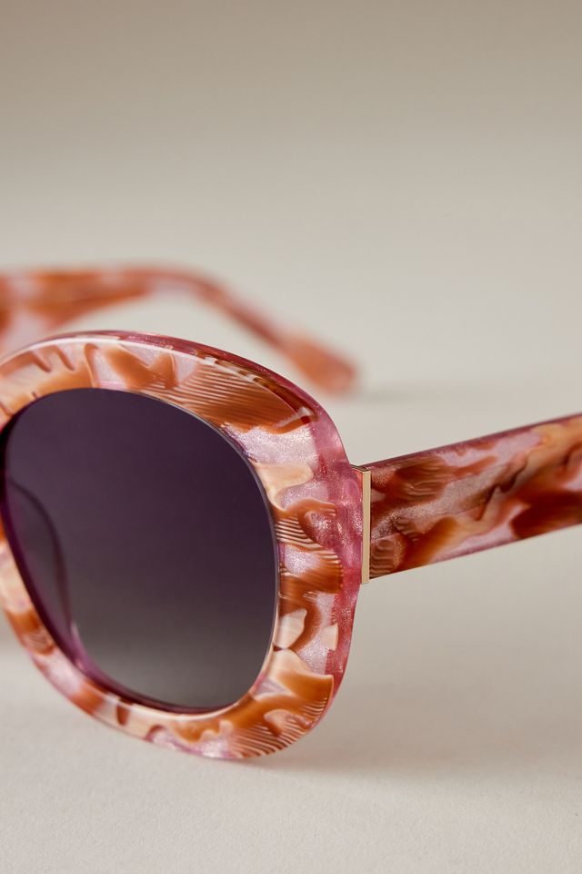 By Anthropologie The Dahlia Acetate Oversized Polarised Sunglasses #3
