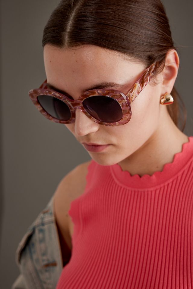 By Anthropologie The Dahlia Acetate Oversized Polarised Sunglasses #1