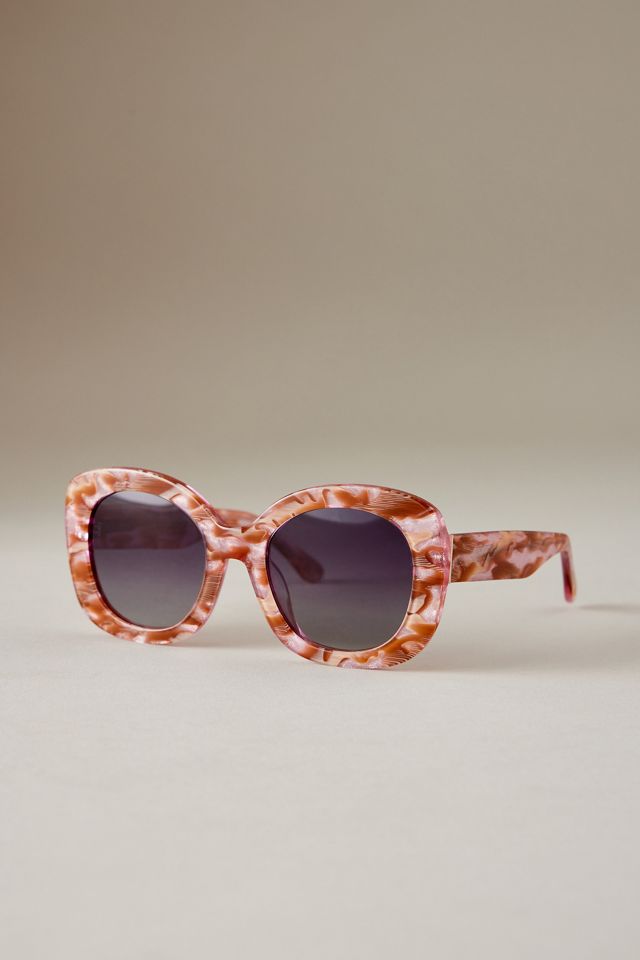 By Anthropologie The Dahlia Acetate Oversized Polarised Sunglasses #2