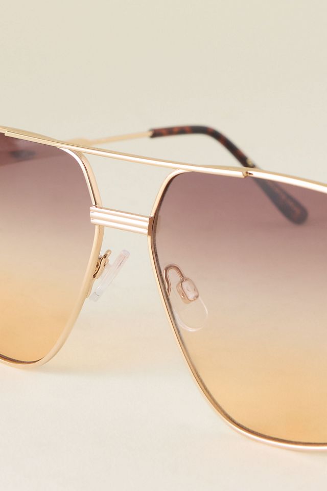 Anthropologie Tinted aviator sunglasses in gold frame Gold Glasses & Sunglasses | Anthropologie main image 2