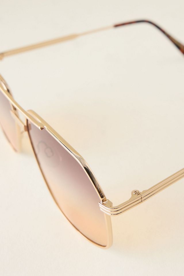 Anthropologie Tinted aviator sunglasses in gold frame Gold Glasses & Sunglasses | Anthropologie main image 4
