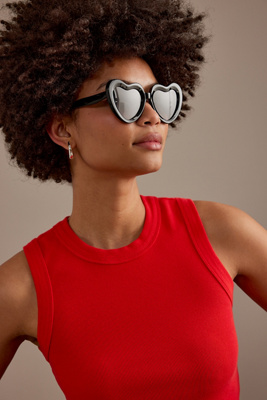 Anthropologie Jimmy Fairly Coeur Sunglasses In Black