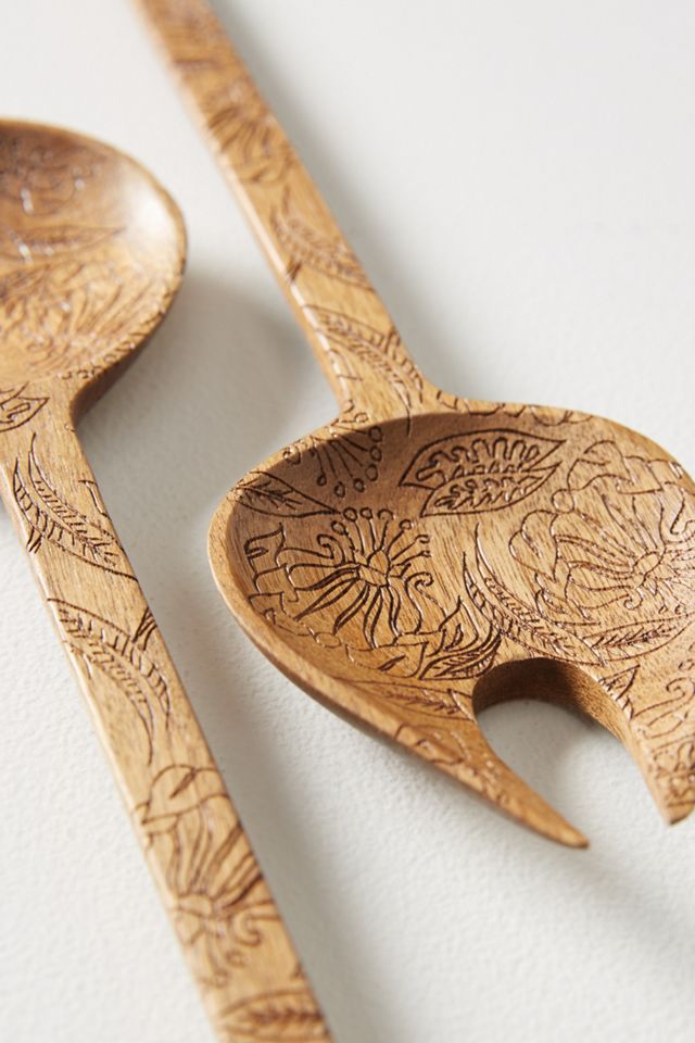 Etched Wood Serving Set #1