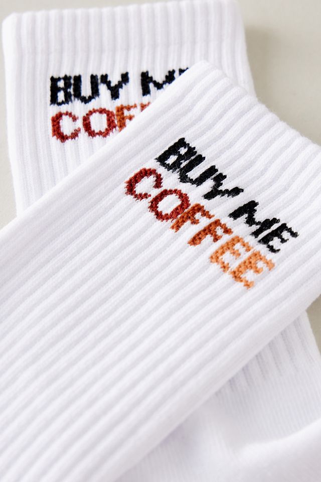 Calcetines de Tripulación Acanalados de Algodón Orgánico con Eslogan Soxygen Cómprame Café #1